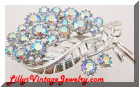 Vintage CORO Blue AB Rhinestones Brooch