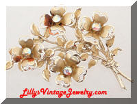 Vintage Golden Flowers AB Rhinestones CORO Brooch