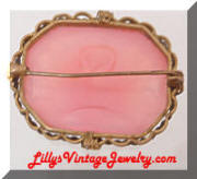 Victorian CZECHO-SLOV Pink Pressed Roses Flowers Brooch