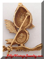 Vintage Egghead Rhinestone Bird Brooch