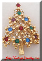 Vintage EISENBERG Jeweled Christmas Tree Brooch