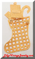 EISENBERG Ice Golden Glitzy Christmas Stocking Brooch