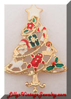 Festive Enamel Christmas Tree Brooch