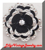 Germany Black Enamel Aluminum Flwer Brooch