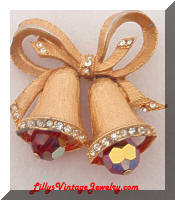 Vintage Christmas Bells AB Beads Brooch