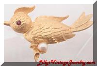 Cute Vintage Golden Bird Brooch