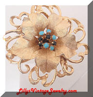 HAR fantasy floral turquoise purple brooch