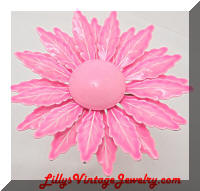 Vintage Flower Power Bright Pink Large Flower Brooch