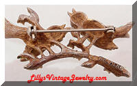 Vintage KRAMER Enamel Rhinestones Baby Birds Brooch