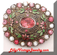 Little Nemo Pink rhinestones enamel vintage brooch