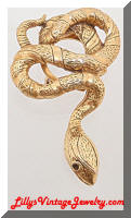 Vintage LISA Golden Snake Brooch Scarf Clip Combo