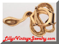 Vintage LISA Golden Snake Brooch Scarf Clip Combo