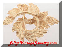 Vintage Lisner Golden Swirling Leaves Wreath Brooch