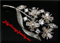 Vintage LISNER Rhinestone Flowers Brooch