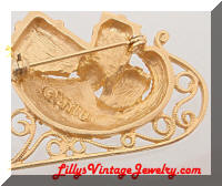 Vintage MYLU Christmas Santa's Sleigh Gifts Brooch