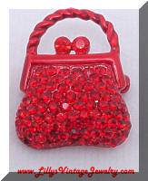 Contemporary Red Rhinestones OTC Brooch