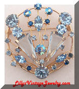 Regency Blue Rhinestones Spray Brooch