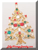 Vintage Golden Christmas Tree Candles Brooch