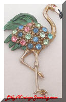 Vintage Flamingo Rhinestones Brooch