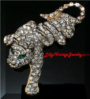 Prowling Rhinestones Tiger Brooch