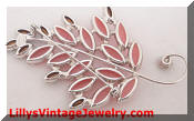 Royal Leaf Rhinestones pink cabs brooch