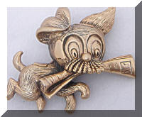 Whimsical Vintage Tortolani Dog Fetching Paper Brooch