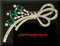 Vintage TRIFARI Art Deco Rhinestones Bow Brooch