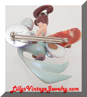 Wendy GELL Brunette Bejeweled Mermaid Brooch