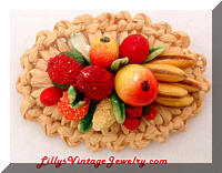 Vintage Western GERMANY Fruit Salad Basket Brooch