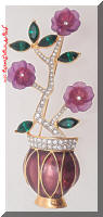 Contemporary Floral Vase Rhinestones Brooch