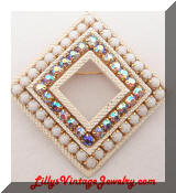 White Diamond ab rhinestones brooch