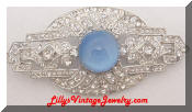 Art Deco rhinestones blue moonglow vintage brooch