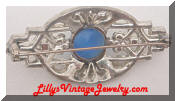 Art Deco rhinestones blue moonglow vintage brooch