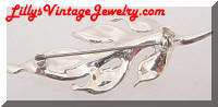 Vintage Paste Rhinestones faux Pearl Leaf Brooch