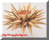 Articulating Golden Sunburst Bo-Color Rhinestone Brooch