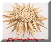 Articulating Golden Sunburst Bo-Color Rhinestone Brooch