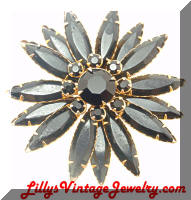 Vintage Black Navettes Starburst brooch