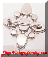 Vintage Black Pear Rhinestones Cross Brooch