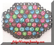 Pastel Rhinestones Vintage Brooch