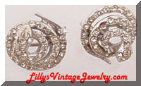 Vintage Rhinestone Coiled Snakes Scatter Pins Pair
