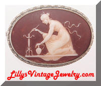 Vintage Czech Lady Scenic Cameo Brooch