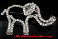 Vintage Rhinestones Elephant Brooch