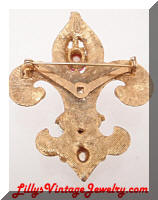 Vintage Golden Gems Fleur De Lis Brooch