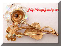 Vintage Quality AB Crystals Beads Floral Brooch