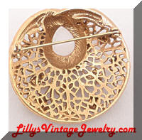 Vintage Golden Filigree faux Opals Brooch