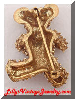Vintage Golden Rhinestones Teddy Bear Brooch