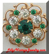 Green rhinestones scatter pin