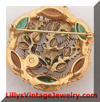 Magarita Rhinestones Wreath Floral Vintage Brooch