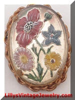 Vintage Large Floral Paperweight Brooch