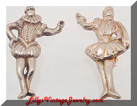 Vintage Medieval Court Dancers pair Brooches